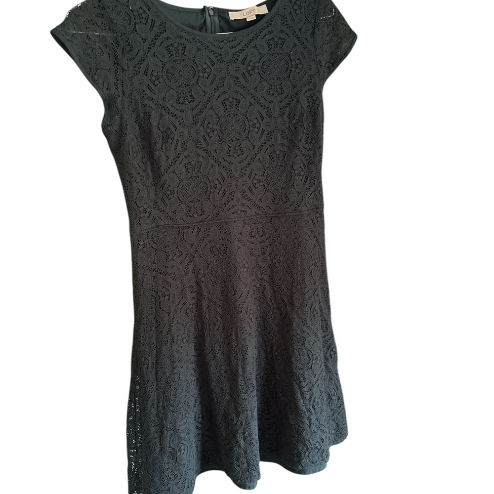 LOFT dark green Lace Mini Dress